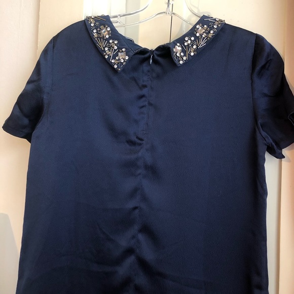 Club Monaco Gia Silk Dress in Navy - Picture 3 of 3